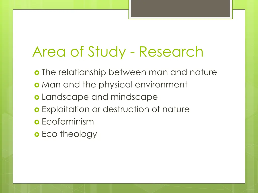 area of study research