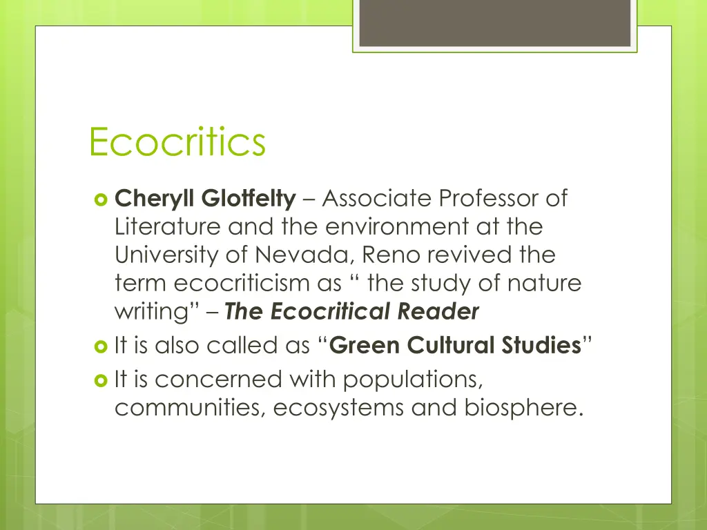 ecocritics