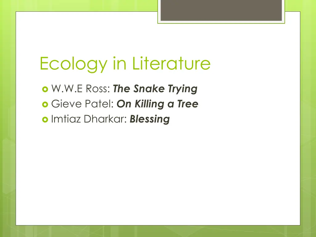 ecology in literature 1