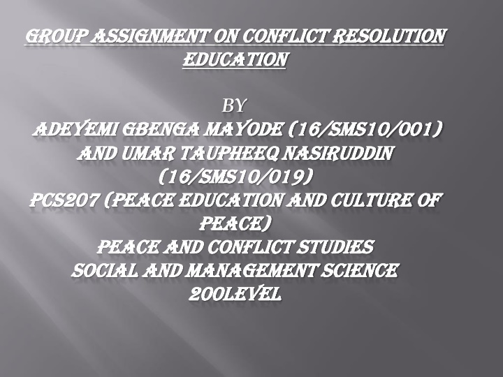 group assignment on conflict resolution group