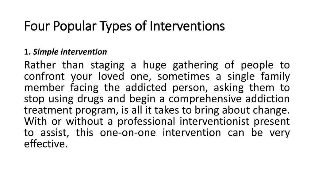 four popular types of interventions four popular