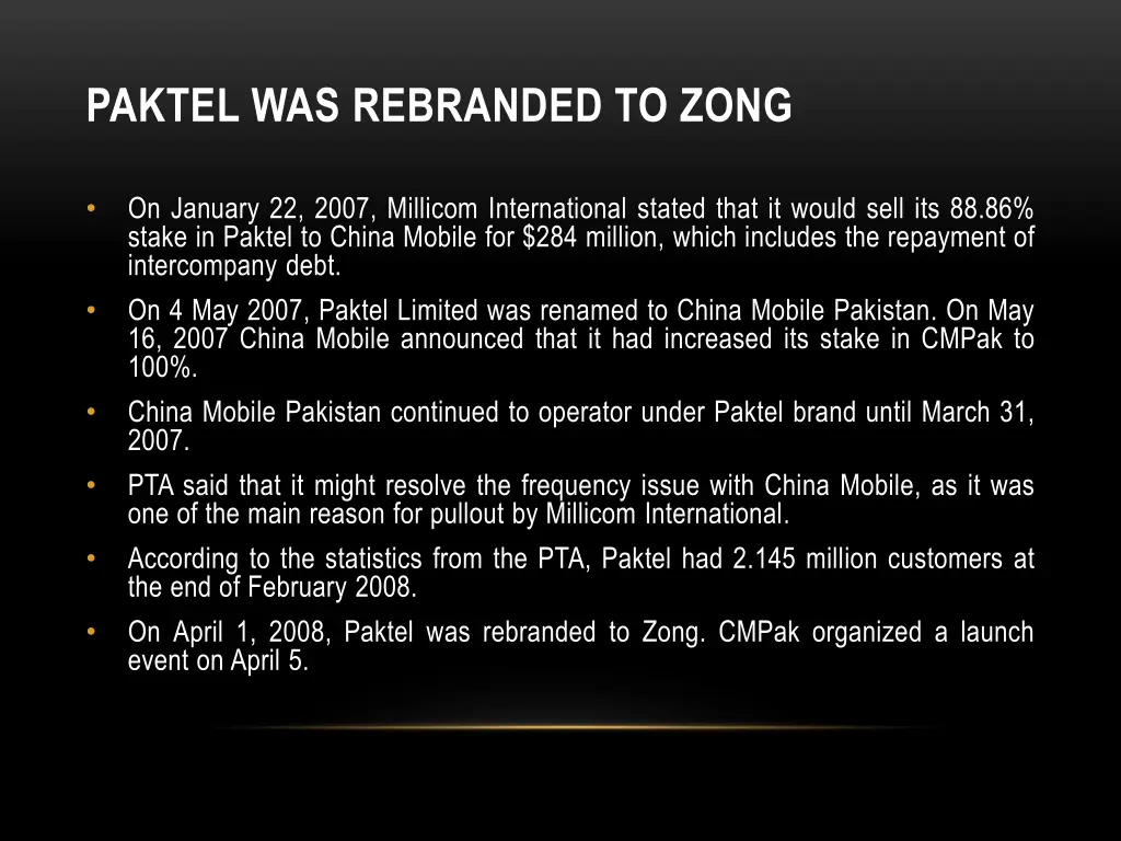 paktel was rebranded to zong