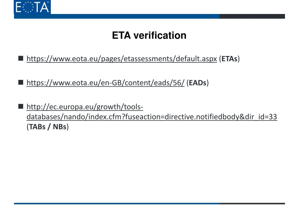 eta verification