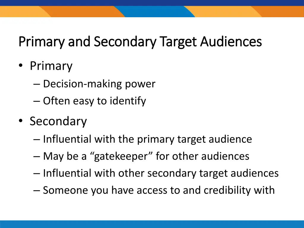 primary and secondary target audiences primary