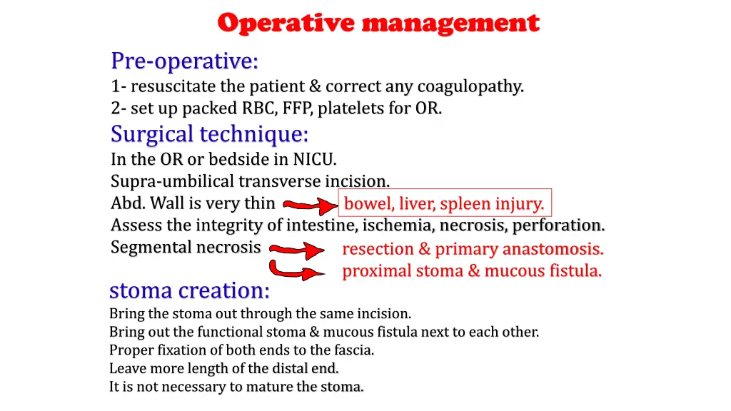 operative management pre operative 1 resuscitate