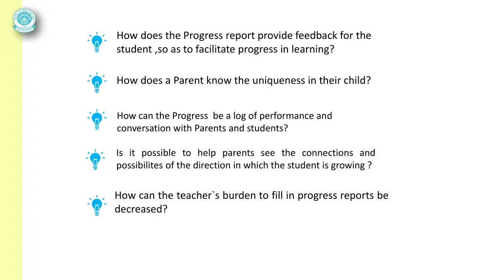 how does the progress report provide feedback