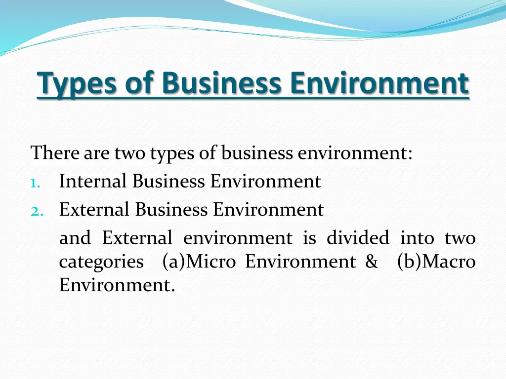 types of business environment