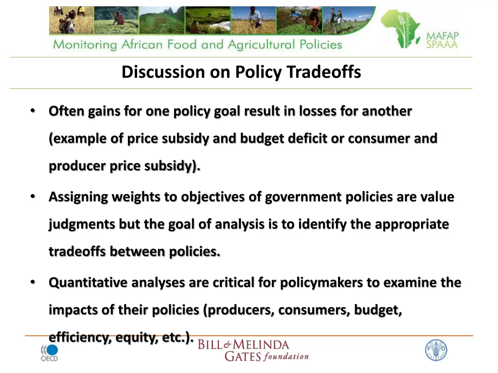 discussion on policy tradeoffs