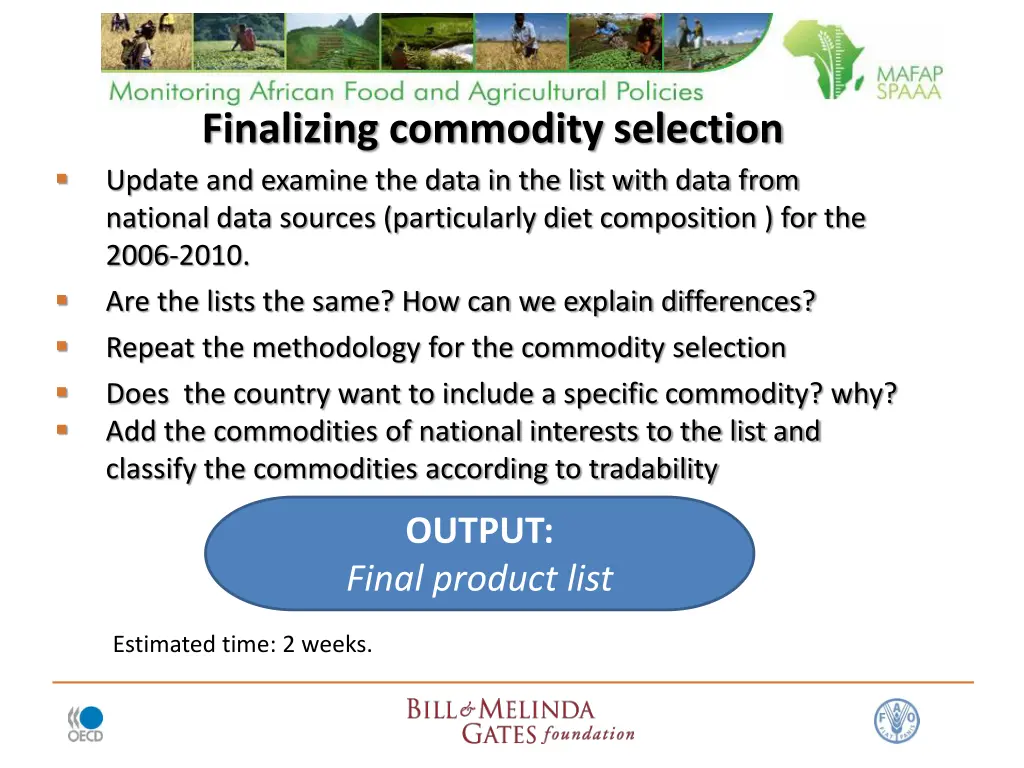 finalizing commodity selection