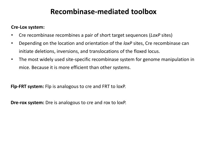 recombinase mediated toolbox