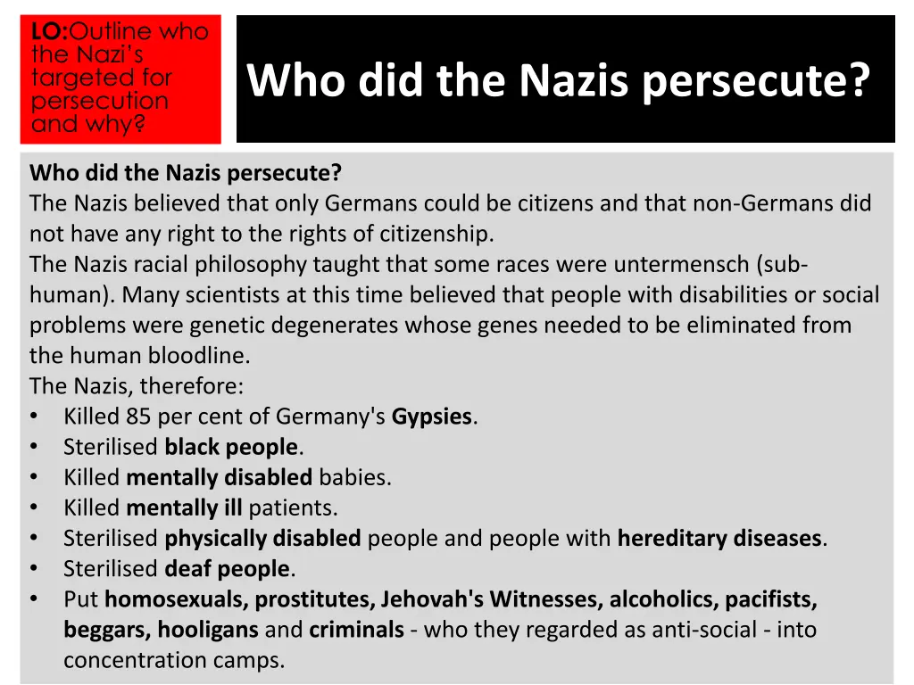 lo outline who the nazi s targeted 1