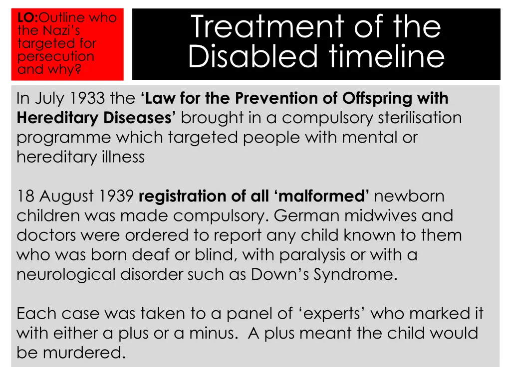 treatment of the disabled timeline