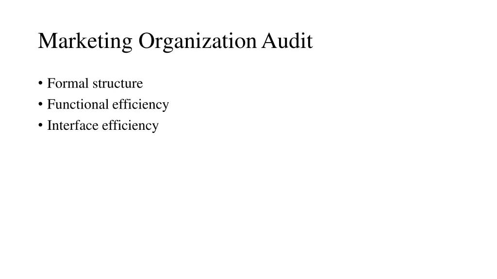 marketing organizationaudit