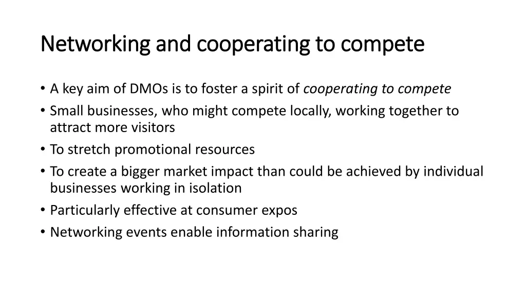 networking and cooperating to compete networking