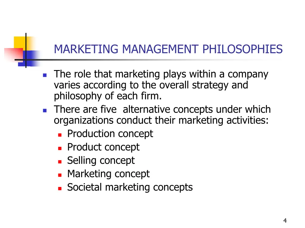 marketing management philosophies