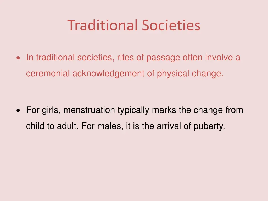 traditional societies