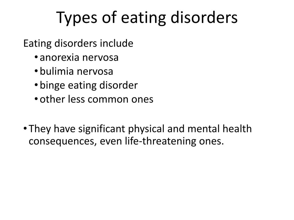 types of eating disorders