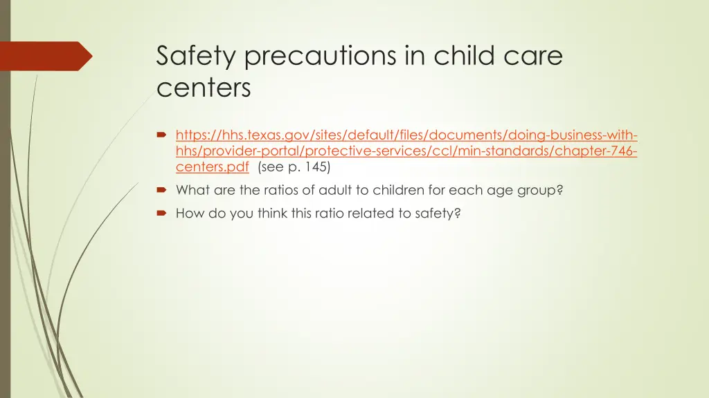 safety precautions in child care centers