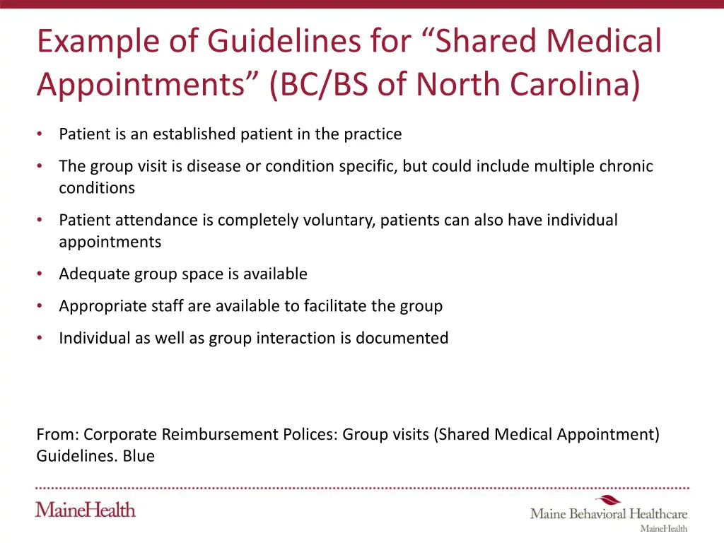 example of guidelines for shared medical