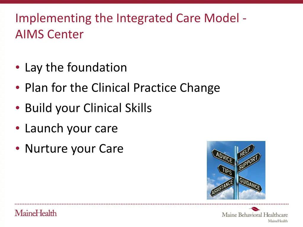 implementing the integrated care model aims center