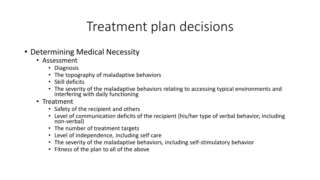 treatment plan decisions