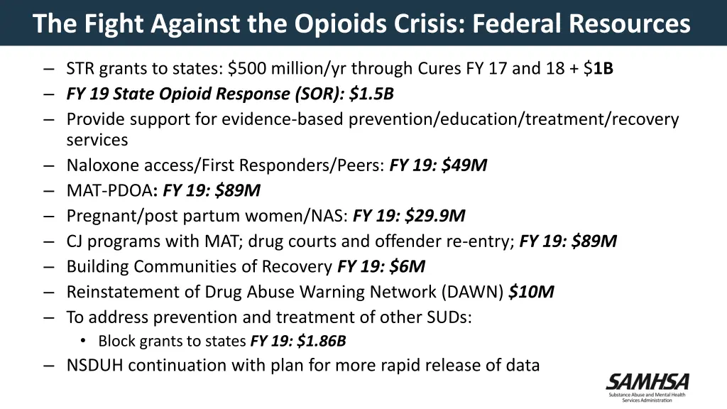 the fight against the opioids crisis federal