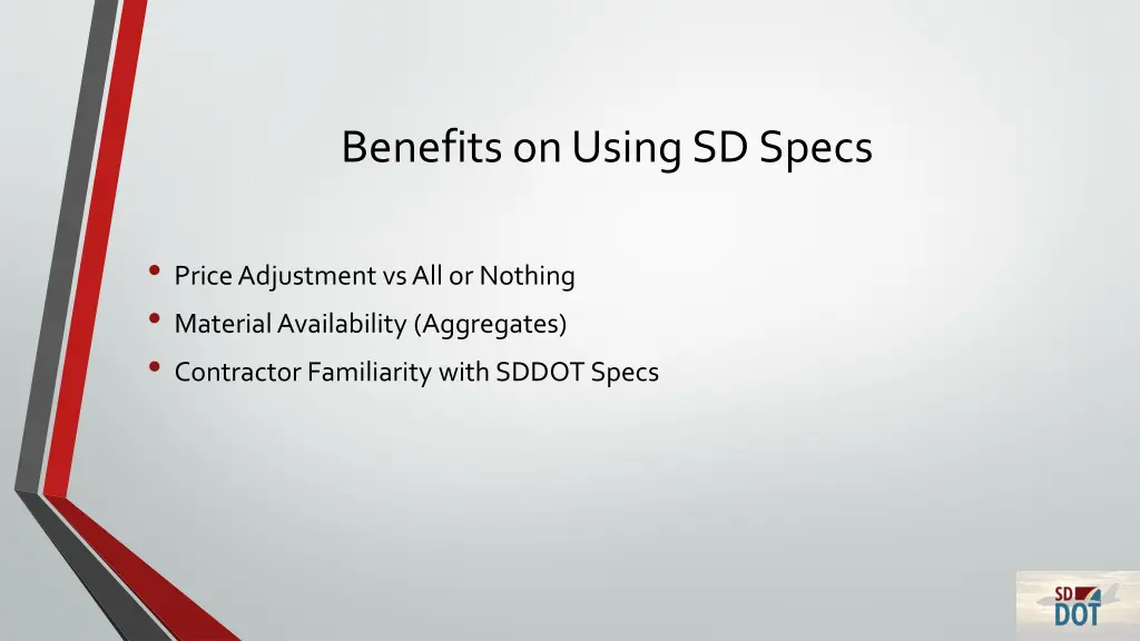 benefits on using sd specs