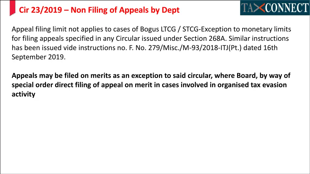 cir 23 2019 non filing of appeals by dept