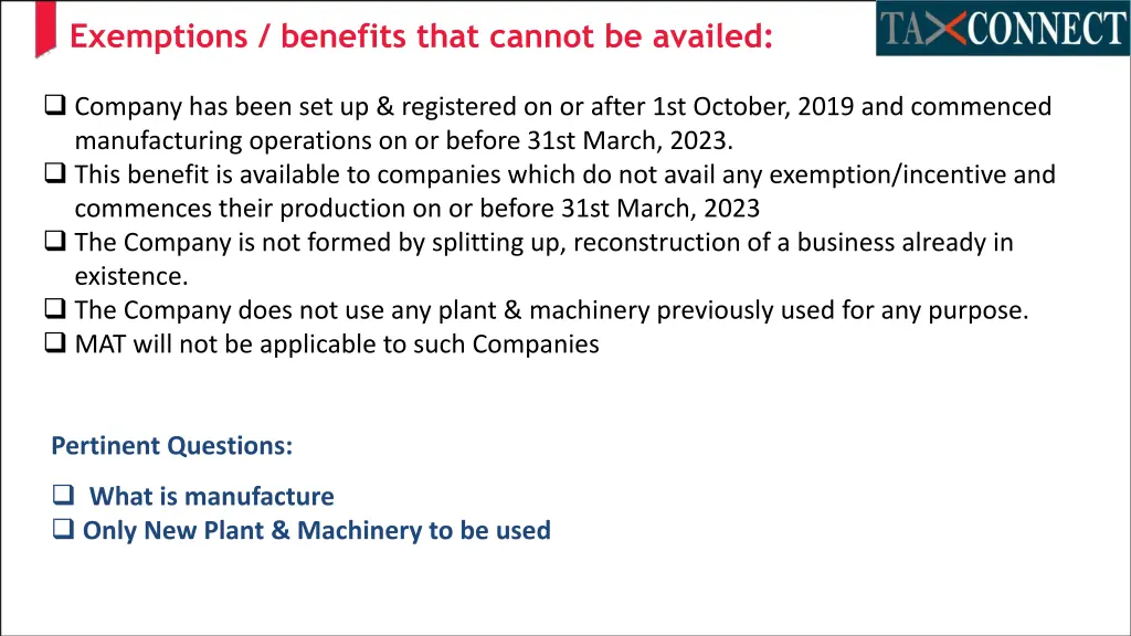 exemptions benefits that cannot be availed 1