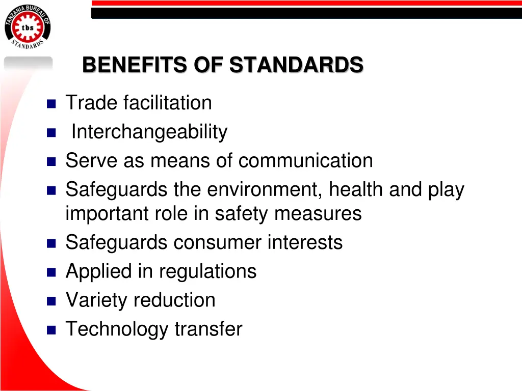 benefits of standards