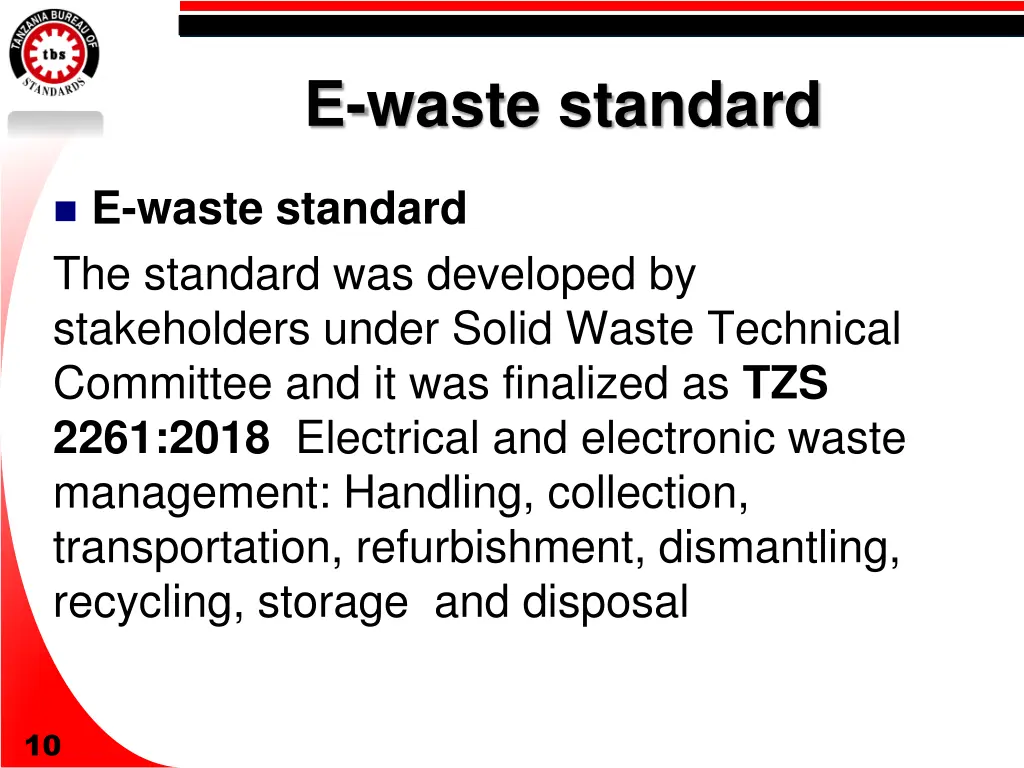 e waste standard