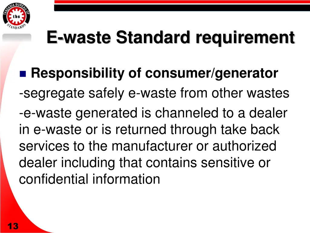 e waste standard requirement 2