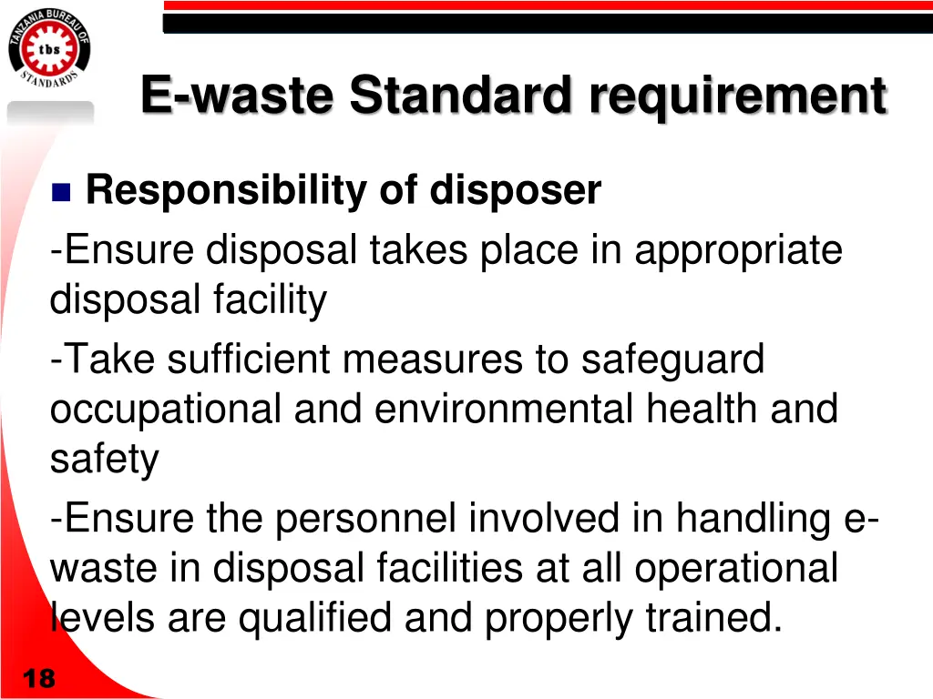 e waste standard requirement 7