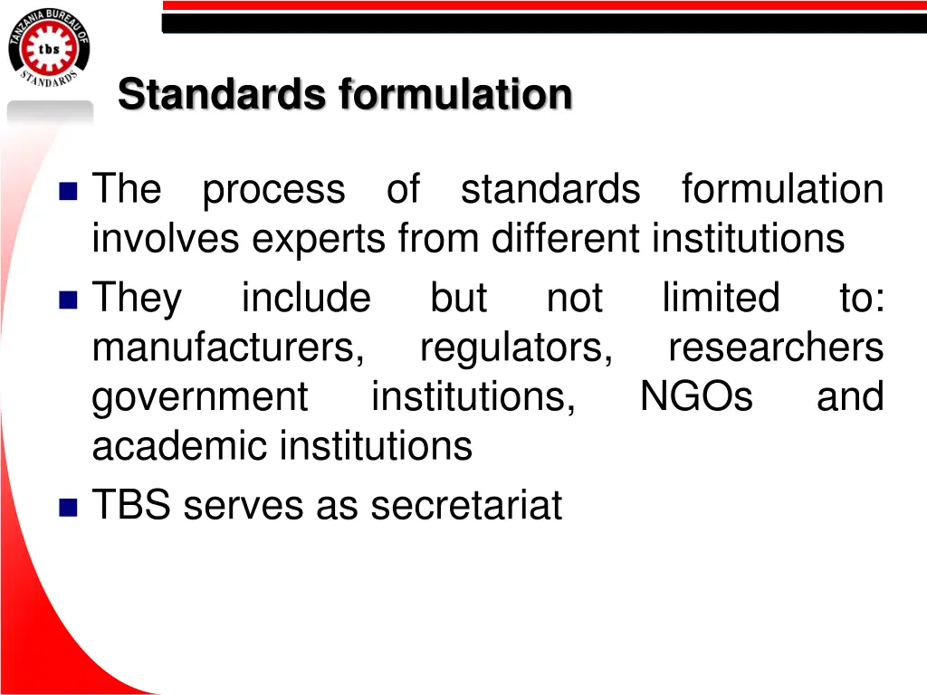 standards formulation