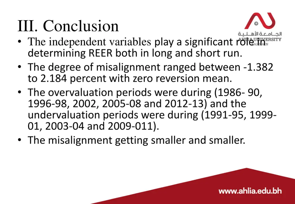 iii conclusion the independent variables play