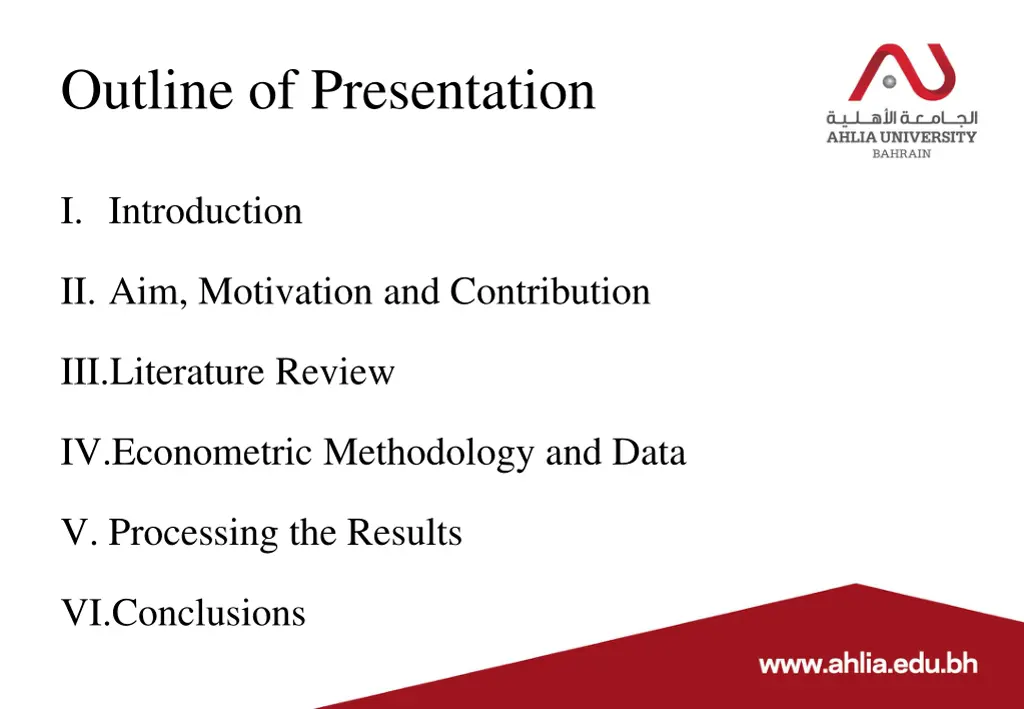 outline of presentation