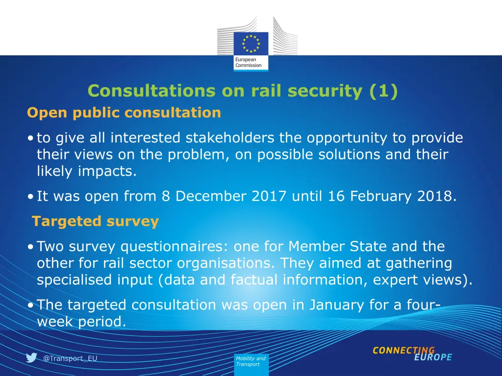 consultations on rail security 1 open public