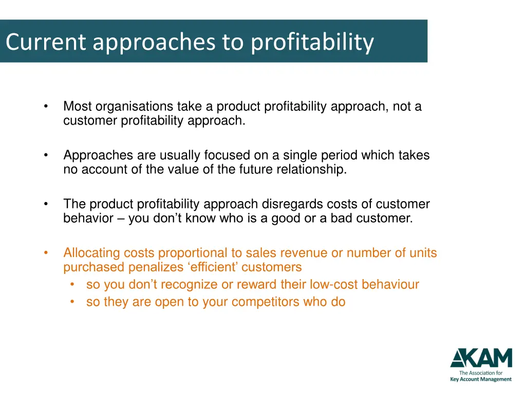 current approaches to profitability