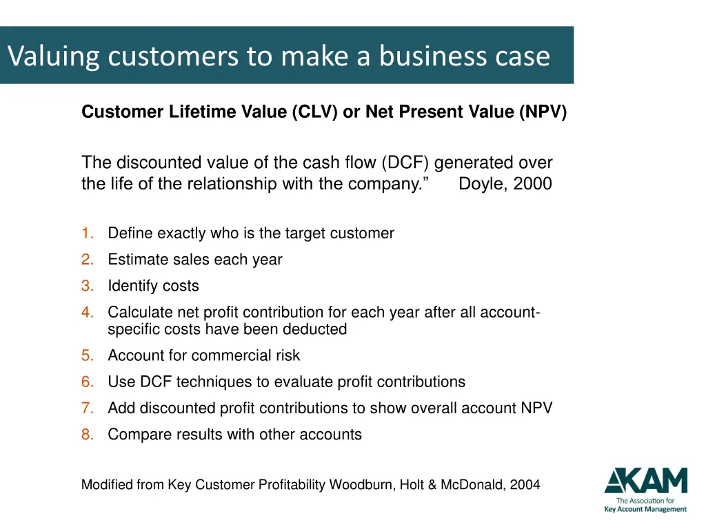 valuing customers to make a business case