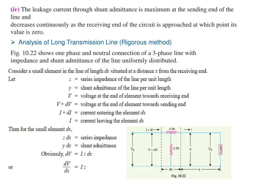 iv the leakage current through shunt admittance