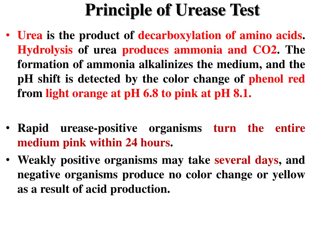 principle of urease test