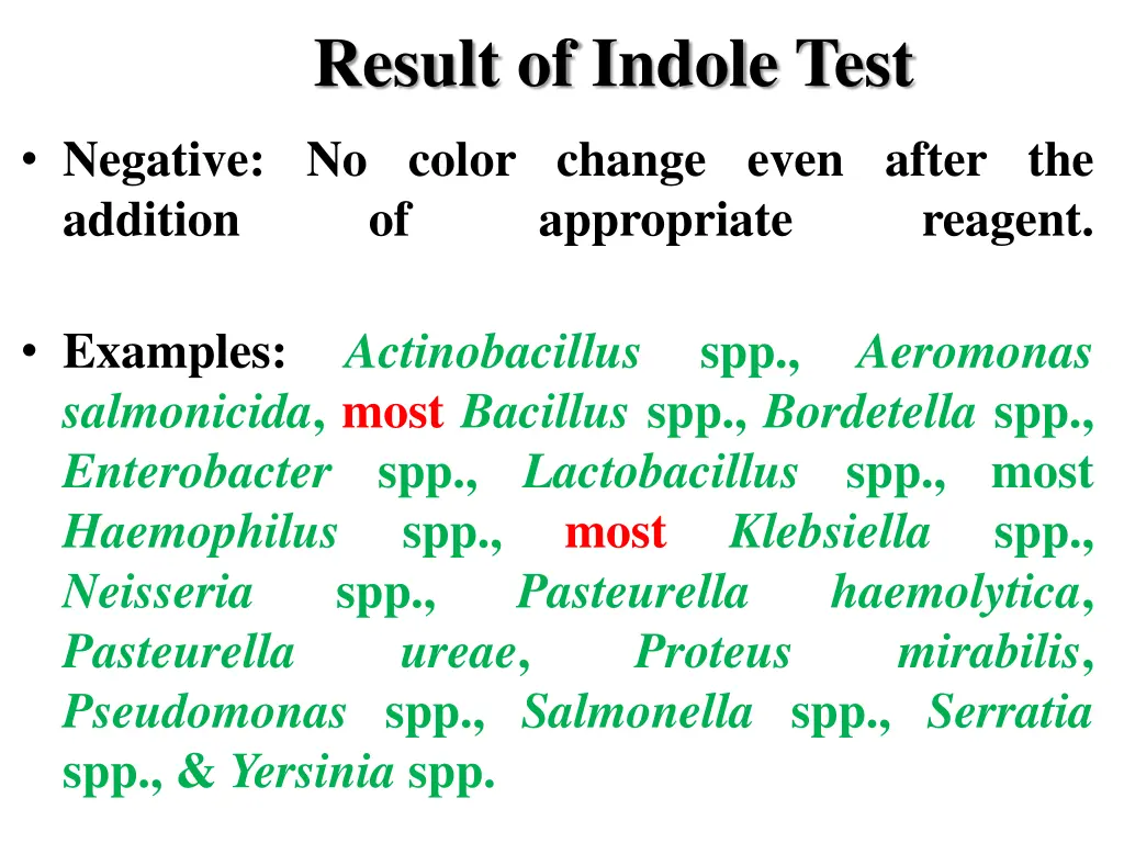 result of indole test 1