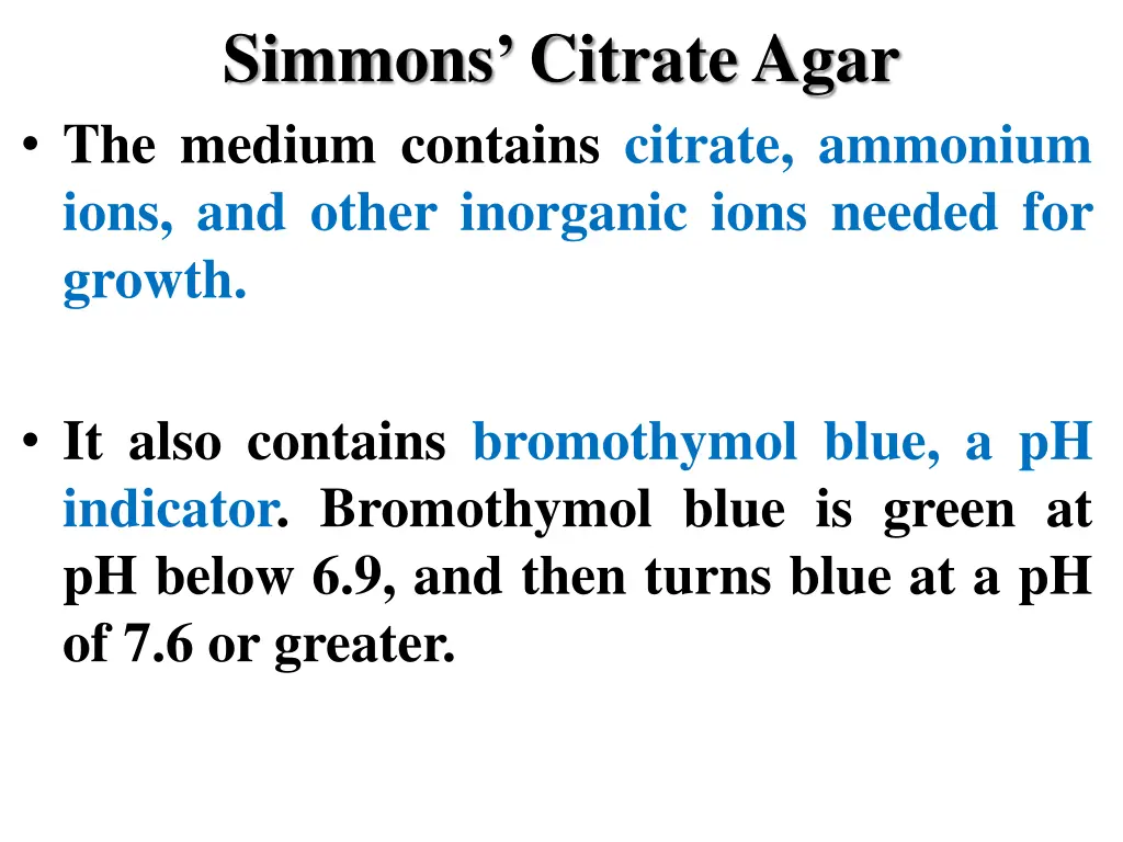 simmons citrate agar the medium contains citrate