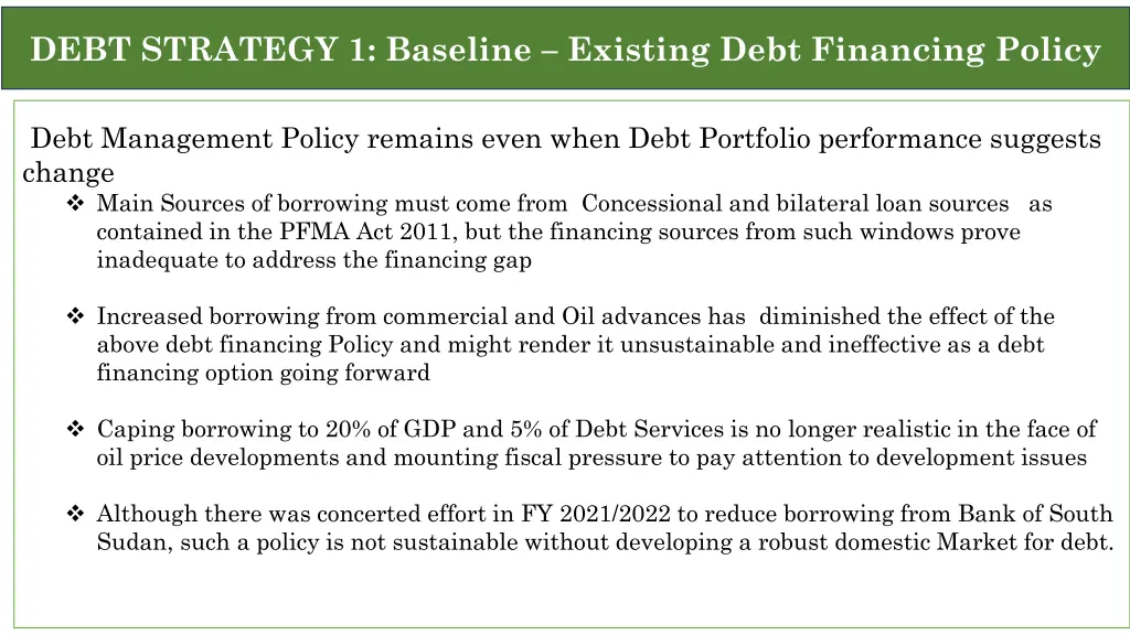 debt strategy 1 baseline existing debt financing