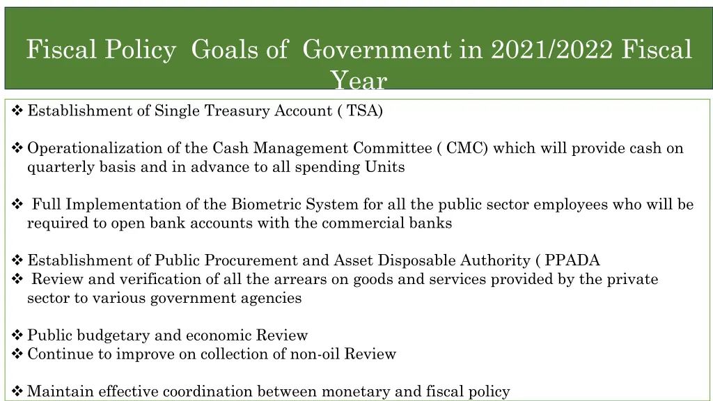 fiscal policy goals of government in 2021 2022