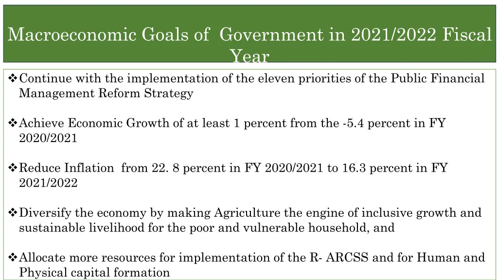 macroeconomic goals of government in 2021 2022