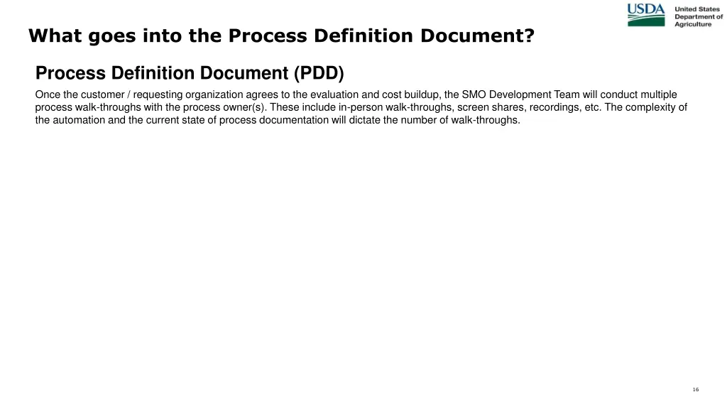 what goes into the process definition document