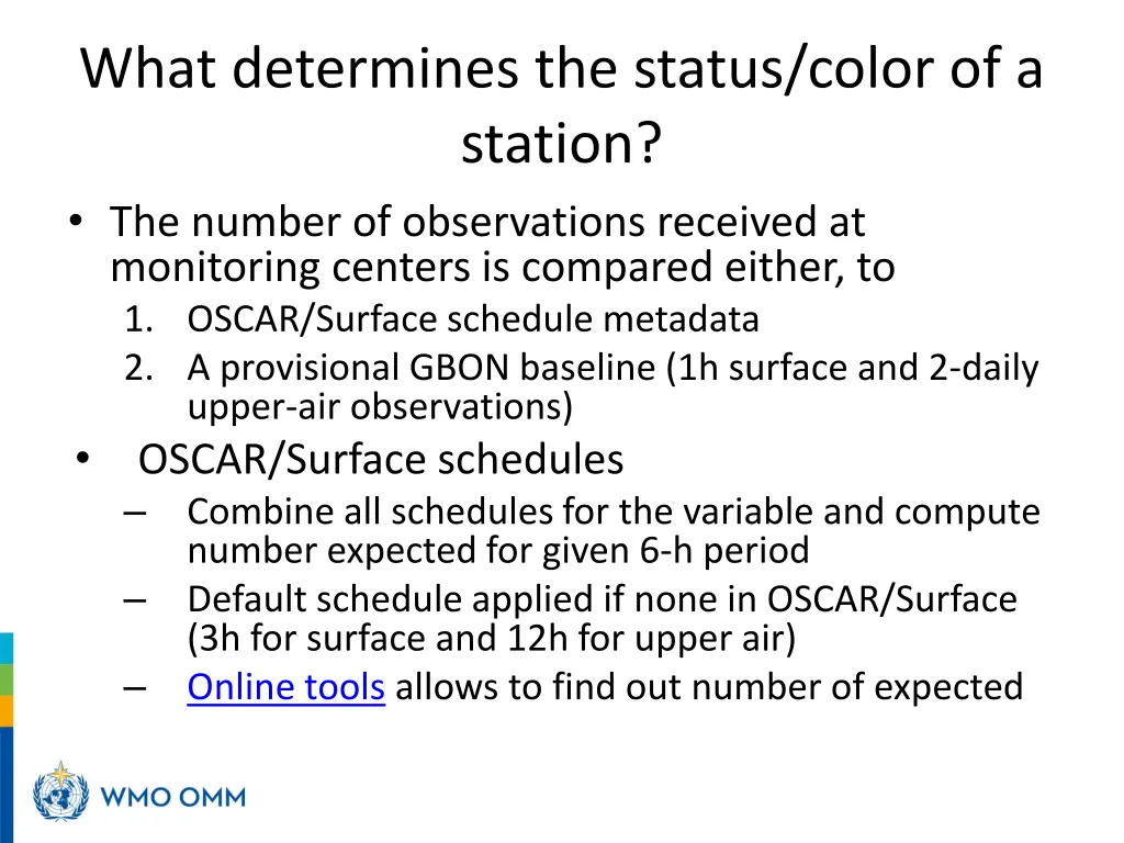 what determines the status color of a station