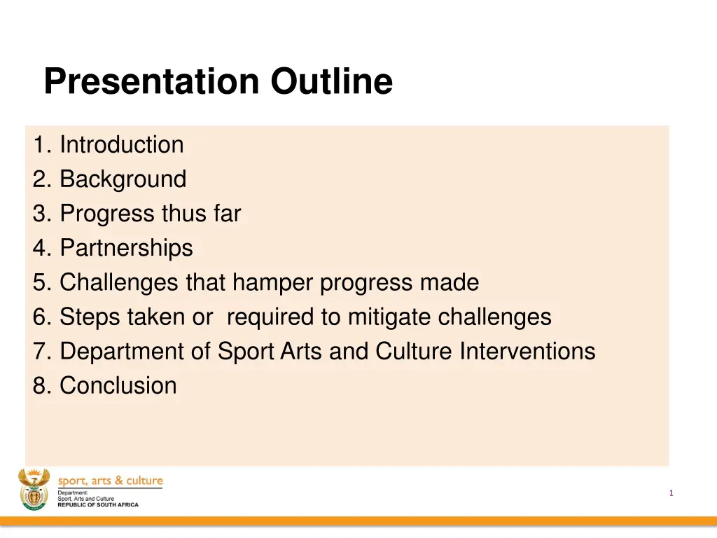 presentation outline