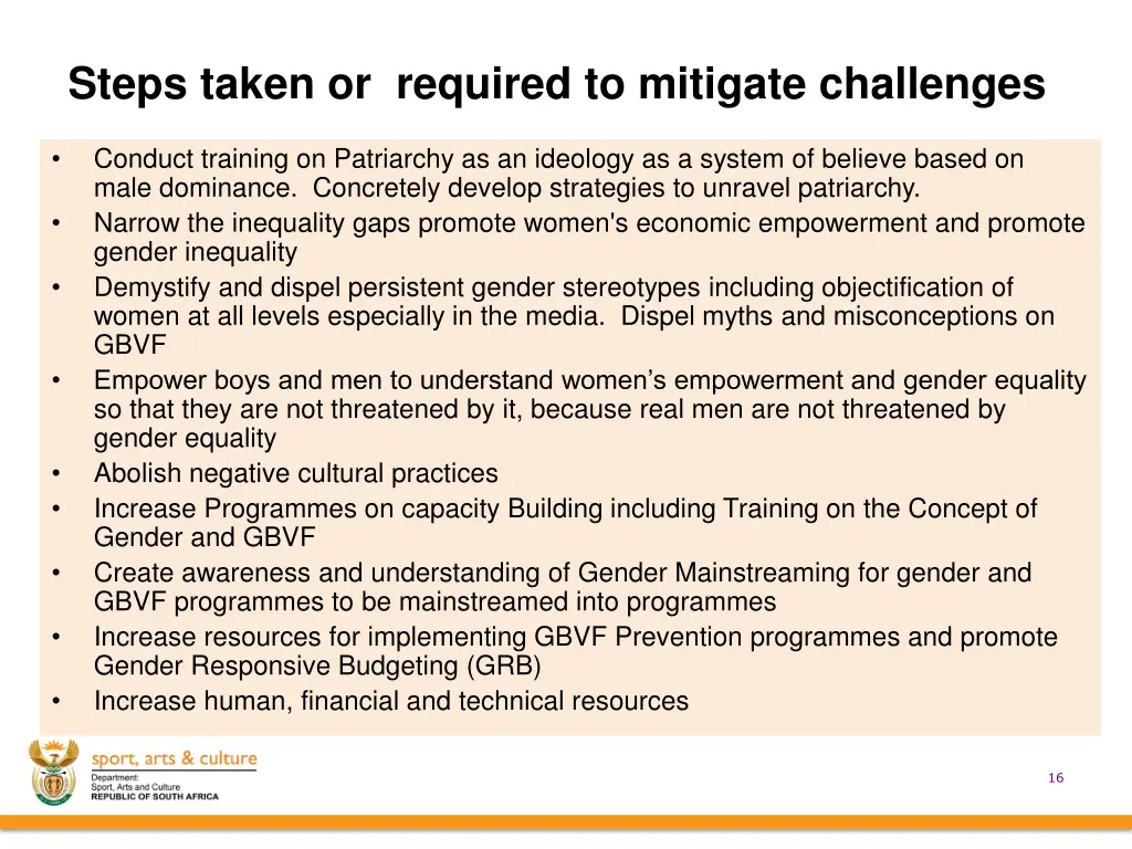 steps taken or required to mitigate challenges